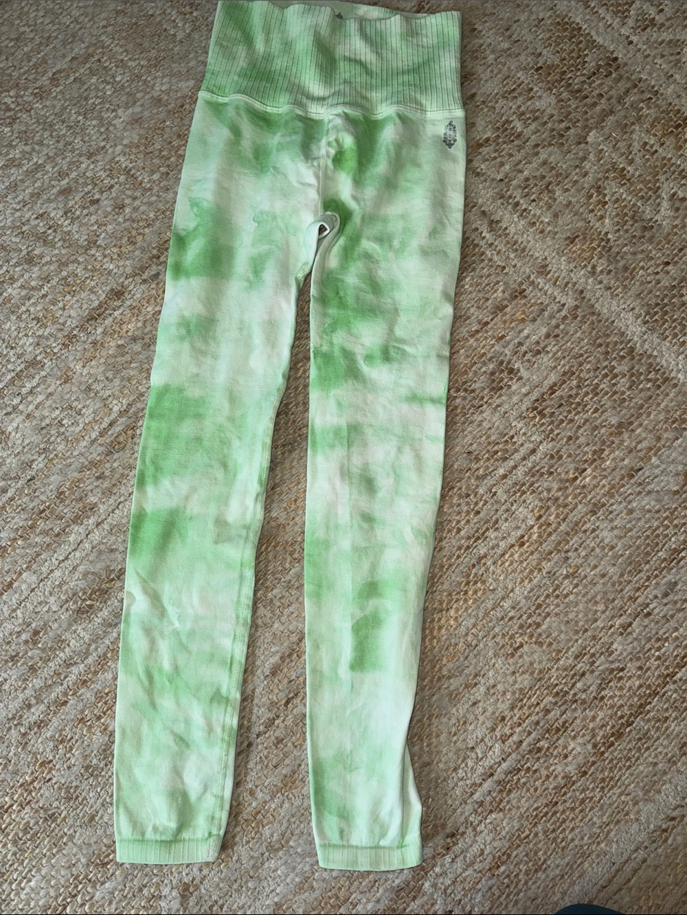 FP Movement by Free People Green Tie-Dye High-Waist Jeggings